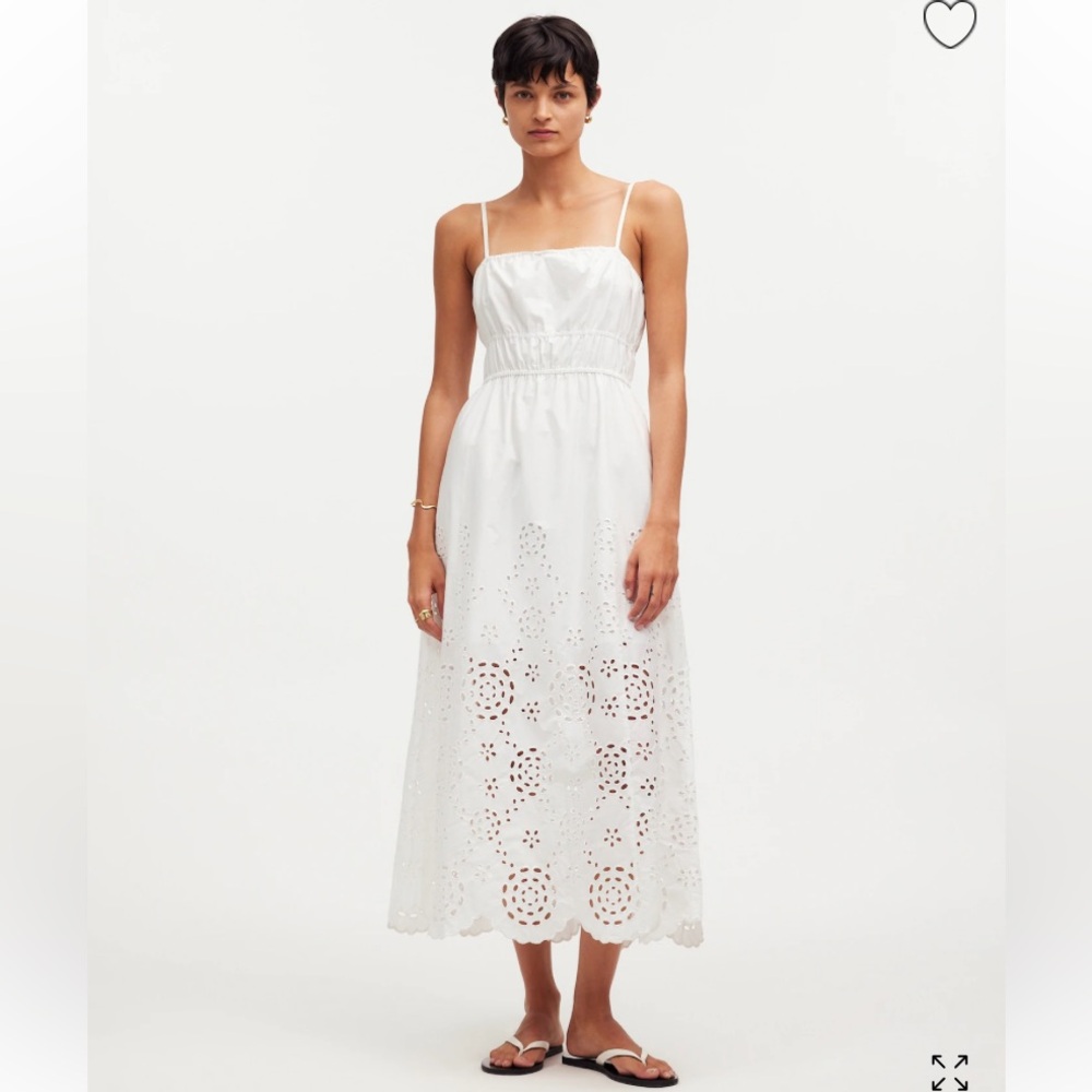 Madewell Embroidered Tank Midi Dress in Poplin SZ 14